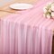 10FT Blushing Pink Chiffon Table Runner 30x120 Inches Spring Boho Sheer Fabric Table Runner for Wedding Bridal Baby Shower Birthday Party Valentine's Day Decorations